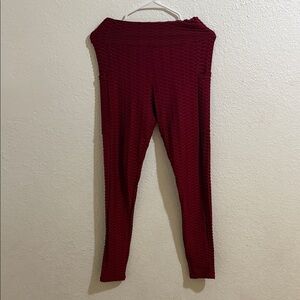 SHEIN Red Textured Pants